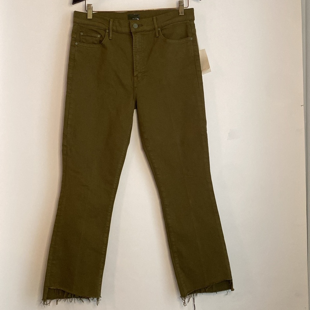 Mother Denim The Insider Crop Step Fray Olive/Fir Green Jeans size 32 NWT - Picture 3 of 17